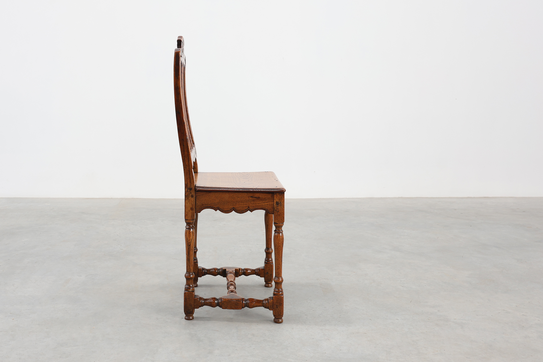 Antique carved oak side chair, France 18th century thumbnail